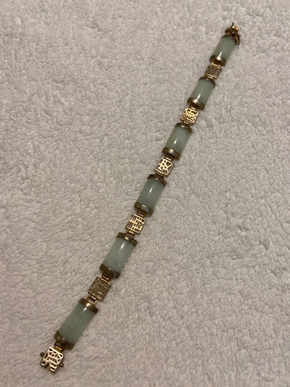 Vintage sterling silver 925 Elegant Light Green Jade Link Bracelet